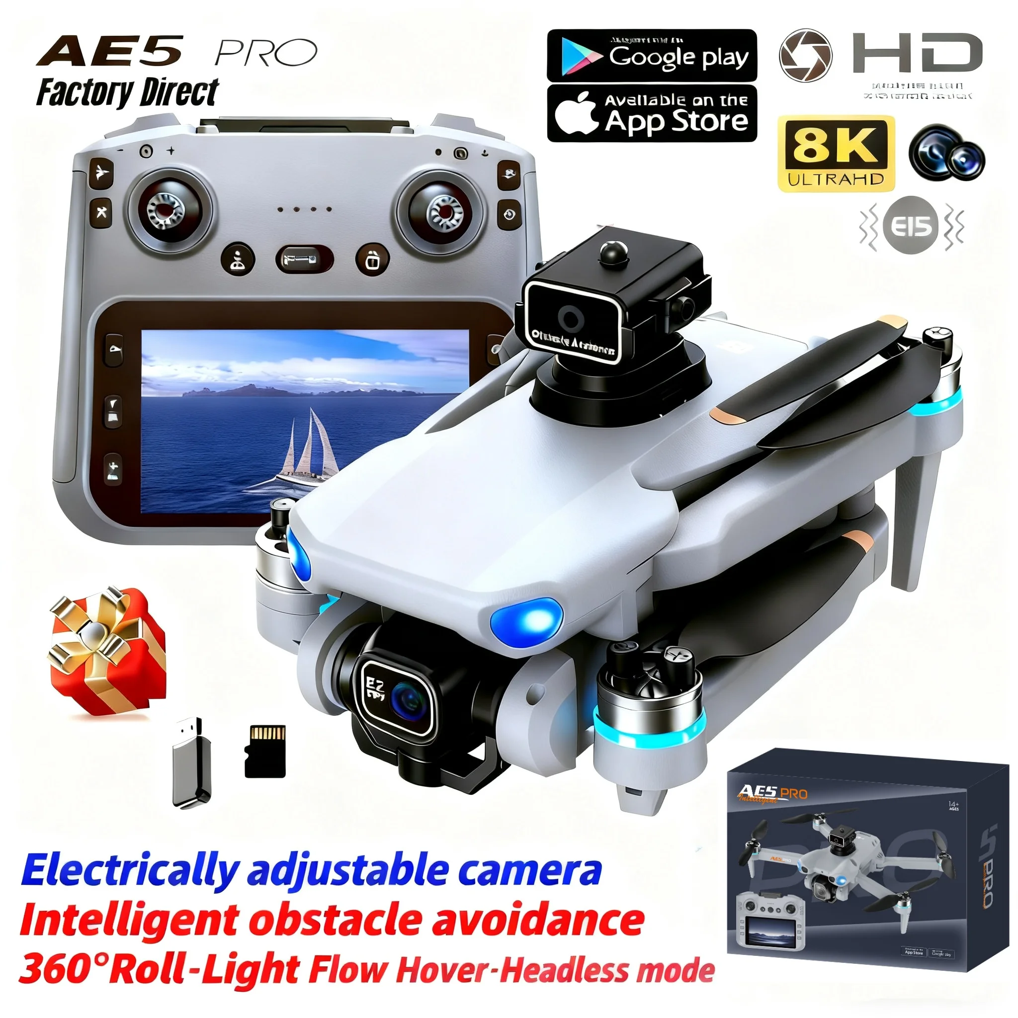 Drone AE5 Pro 8K HD com Tela d - Drone Kit Tricopter avaliação e preço